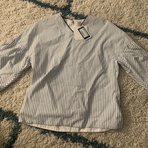 victoria beckham blue striped blouse